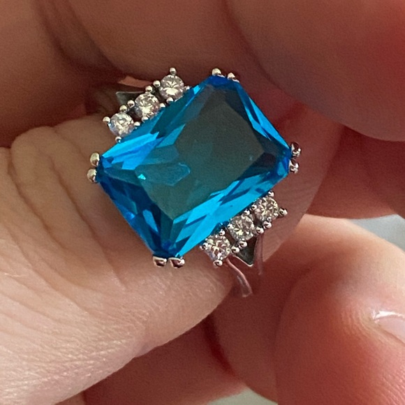 New Women’s 925 Silver Sapphire Bridal Ring - Picture 2 of 6